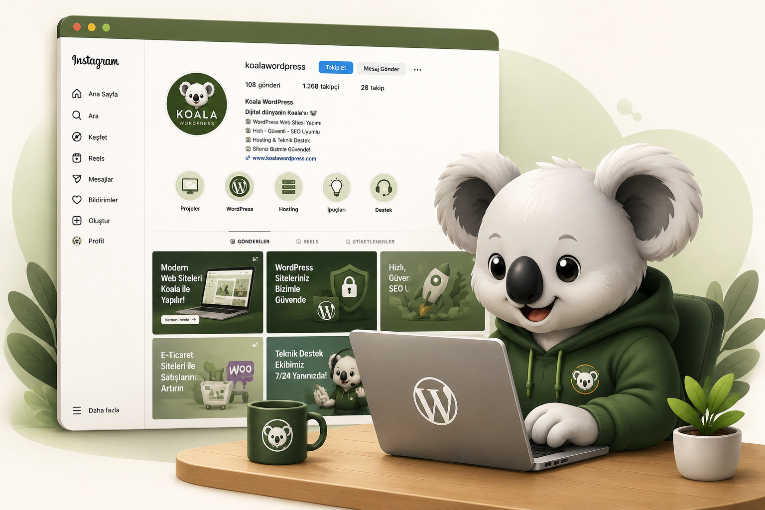 Koala WordPress Instagram medya görünümü